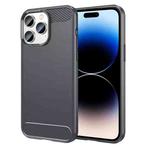 For iPhone 14 Pro Max Brushed Texture Carbon Fiber TPU Phone Case (Grey)