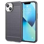 For iPhone 14 Brushed Texture Carbon Fiber TPU Phone Case (Grey)