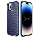 For iPhone 14 Pro Max Carbon Fiber Texture TPU Phone Case (Blue)