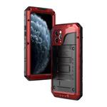 For iPhone 11 Pro Dustproof Shockproof Waterproof Silicone + Metal Protective Case(Red)