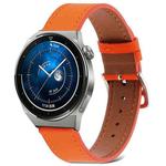 For Samsung Galaxy Watch4 20mm Plain Weave Genuine Leather Watch Band(Orange)