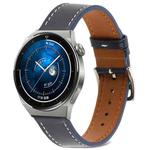 For Samsung Galaxy Watch4 20mm Plain Weave Genuine Leather Watch Band(Midnight Blue)