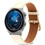 For Huawei Watch GT 3 Pro 22mm Plain Weave Genuine Leather Watch Band(Beige White)