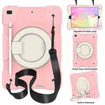 For iPad 10.2 2019/10.2 2020/10.2 2021 Silicone + PC Full Body Protection Tablet Case With Holder & Strap(Pink)