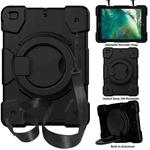 For iPad 9.7 2018 Silicone + PC Full Body Protection Tablet Case With Holder & Strap(Black)
