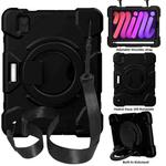 For iPad mini 2021 Silicone + PC Full Body Protection Tablet Case With Holder & Strap(Black)