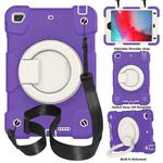 For iPad mini 4 2015/mini 2019 Silicone + PC Full Body Protection Tablet Case With Holder & Strap(Dark Purple)