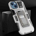 For iPhone 13 MechaWarrior Multifunctional Holder Phone Case(White)