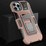 For iPhone 12 Pro MechaWarrior Multifunctional Holder Phone Case(Pink)