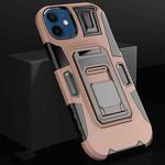 For iPhone 12 MechaWarrior Multifunctional Holder Phone Case(Pink)