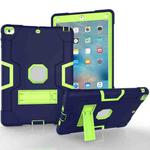 For iPad 4 / 3 / 2 Silicone + PC Protective Case with Stand(Blue + Green)