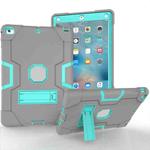 For iPad 4 / 3 / 2 Silicone + PC Protective Case with Stand(Grey + Mint Green)