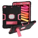 For iPad mini 3/2/1 Silicone + PC Protective Case with Stand(Black + Pink)