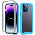 For iPhone 14 Pro Max Starry Sky Solid Color PC + TPU Phone Case (Light Blue)