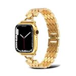 D-shaped Rhombus Metal Watch Band For Apple Watch Series 8&7 41mm / SE 2&6&SE&5&4 40mm / 3&2&1 38mm(Gold)