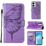 For OnePlus Nord 2T 5G Embossed Butterfly Leather Phone Case(Purple)