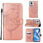 For OnePlus Ace 5G Embossed Butterfly Leather Phone Case(Rose Gold)