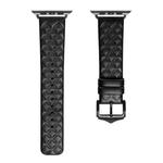 DUX DUCIS Rhombus Pattern Genuine Leather Watch Band For Apple Watch Series 8&7 41mm / SE 2&6&SE&5&4 40mm / 3&2&1 38mm(Black)