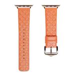 DUX DUCIS Rhombus Pattern Genuine Leather Watch Band For Apple Watch Series 8&7 41mm / SE 2&6&SE&5&4 40mm / 3&2&1 38mm(Orange)