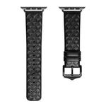 DUX DUCIS Rhombus Pattern Genuine Leather Watch Band For Apple Watch Series 8&7 45mm / SE 2&6&SE&5&4 44mm / 3&2&1 42mm(Black)