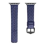 DUX DUCIS Rhombus Pattern Genuine Leather Watch Band For Apple Watch Series 7 45mm / 6&SE&5&4 44mm / 3&2&1 42mm(Blue)