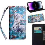 For iPhone 14 Pro 3D Painting Pattern Coloured Drawing Leather Phone Case (Tiger)