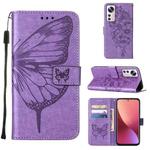 For Xiaomi 12 Lite Embossed Butterfly Leather Phone Case(Light Purple)