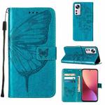 For Xiaomi 12 Lite Embossed Butterfly Leather Phone Case(Blue)