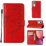 For Xiaomi 12 Lite Embossed Butterfly Leather Phone Case(Red)