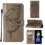 For Xiaomi Redmi Note 11T Pro Embossed Butterfly Leather Phone Case(Grey)