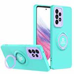 For Samsung Galaxy A73 5G Eagle Eye Ring Holder Phone Case(Light Green + Purple)