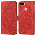For OPPO A7 / A5s Mandala Embossed Flip Leather Phone Case(Red)