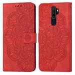 For OPPO A9 2020 Mandala Embossed Flip Leather Phone Case(Red)