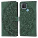 For OPPO A15 Mandala Embossed Flip Leather Phone Case(Green)