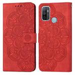 For OPPO A53s Mandala Embossed Flip Leather Phone Case(Red)