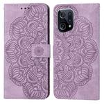 For OPPO Find X5 Pro Mandala Embossed Flip Leather Phone Case(Purple)