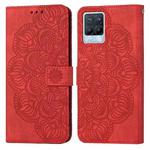 For OPPO Realme 8 4G Mandala Embossed Flip Leather Phone Case(Red)