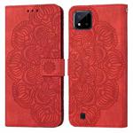 For OPPO Realme C20 Mandala Embossed Flip Leather Phone Case(Red)