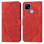 For OPPO Realme C21 Mandala Embossed Flip Leather Phone Case(Red)