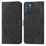 For OPPO Reno6 5G Mandala Embossed Flip Leather Phone Case(Black)