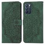 For OPPO Reno6 5G Mandala Embossed Flip Leather Phone Case(Green)