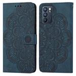 For OPPO Reno6 5G Mandala Embossed Flip Leather Phone Case(Blue)