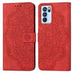 For OPPO Reno6 Pro 5G Mandala Embossed Flip Leather Phone Case(Red)