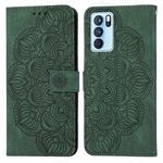 For OPPO Reno6 Pro 5G Mandala Embossed Flip Leather Phone Case(Green)