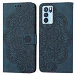 For OPPO Reno6 Pro 5G Mandala Embossed Flip Leather Phone Case(Blue)