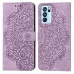 For OPPO Reno6 Pro 5G Mandala Embossed Flip Leather Phone Case(Purple)