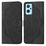 For OPPO Reno7 5G Mandala Embossed Flip Leather Phone Case(Black)