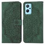 For OPPO Reno7 5G Mandala Embossed Flip Leather Phone Case(Green)