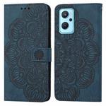 For OPPO Reno7 5G Mandala Embossed Flip Leather Phone Case(Blue)