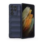 For Samsung Galaxy S21 Ultra  5G Magic Shield TPU + Flannel Phone Case(Dark Blue)